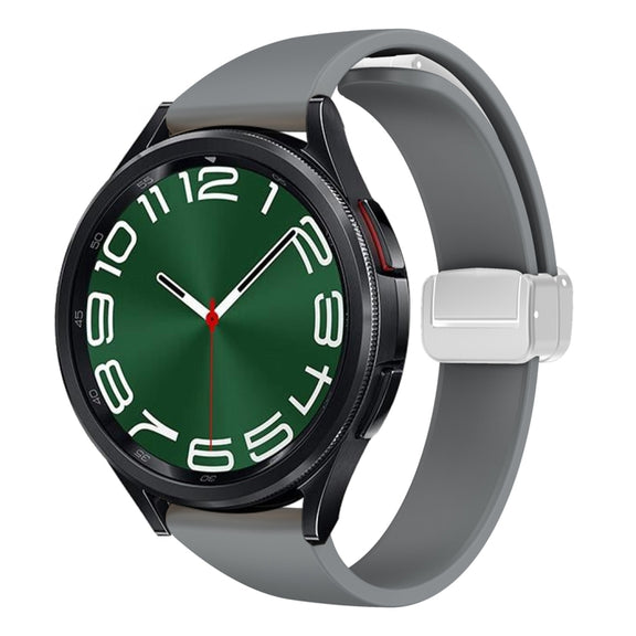 For Samsung Galaxy Watch 6 / 6 Classic Magnetic Silver Buckle Slim Silicone Watch Band(Space Grey)