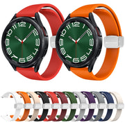 For Samsung Galaxy Watch 6 / 6 Classic Magnetic Silver Buckle Slim Silicone Watch Band(Space Grey)