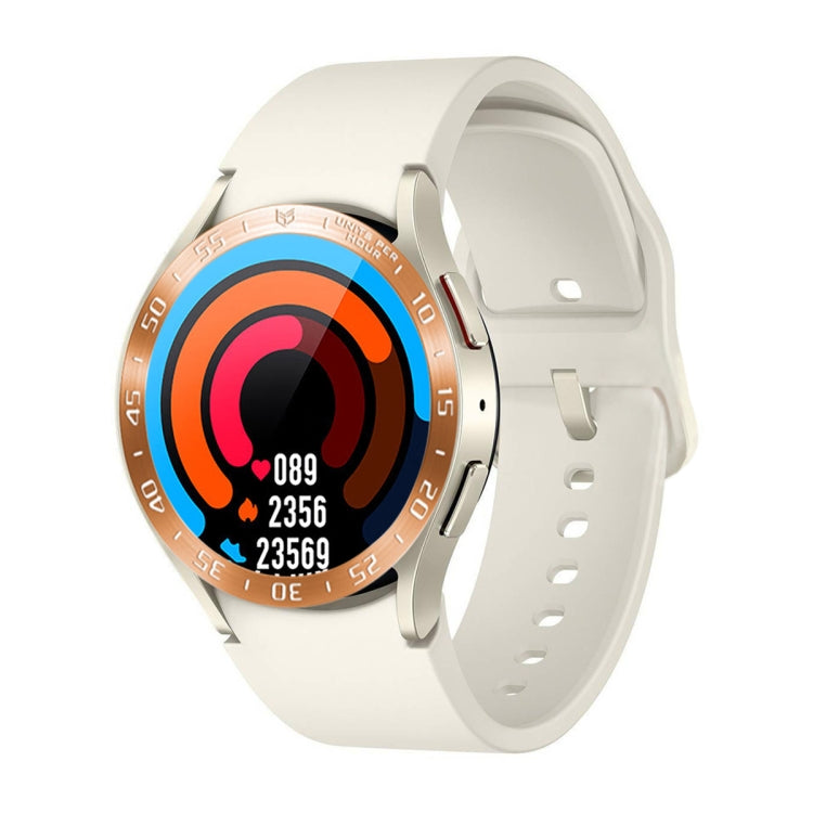 For Samsung Galaxy Watch6 Classic 43mm A Style Smart Watch Steel Ring Protective Frame(Rose Gold)
