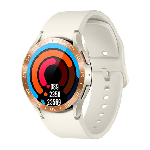 For Samsung Galaxy Watch6 Classic 43mm A Style Smart Watch Steel Ring Protective Frame(Rose Gold)