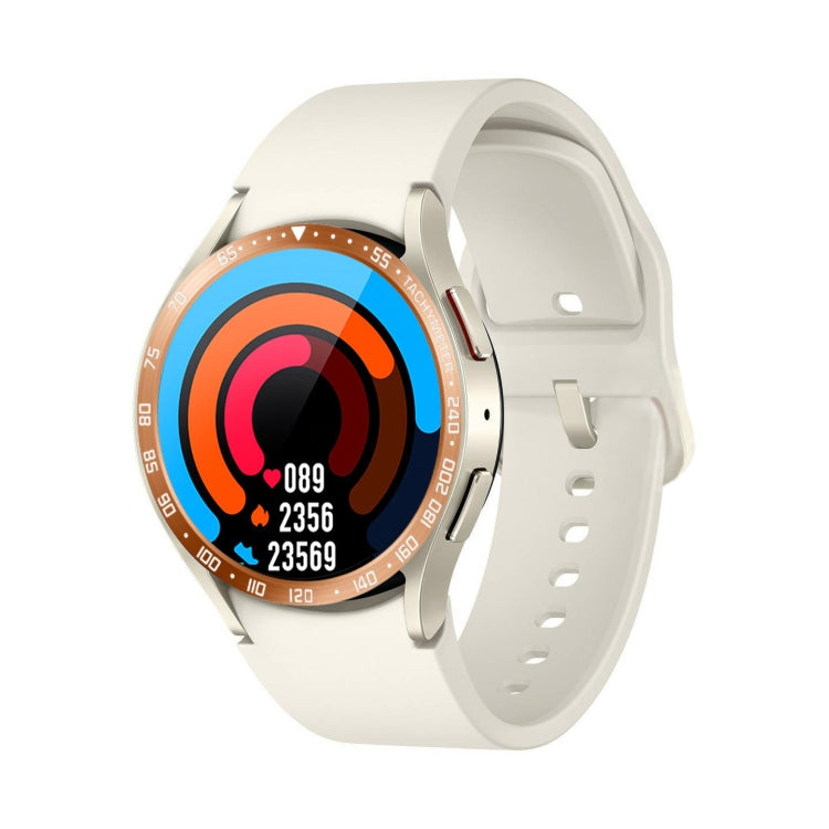 For Samsung Galaxy Watch6 Classic 47mm E Style Smart Watch Steel Ring Protective Frame(Rose Gold)
