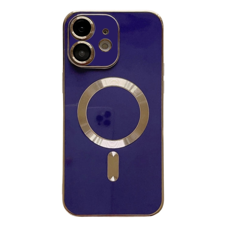 For iPhone 11 Magsafe Plating TPU Phone Case with Lens Film(Blue)