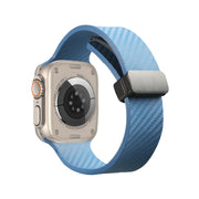 For Apple Watch 2 42mm Carbon Fiber Pattern Magnetic Buckle Silicone Watch Band(Blue)