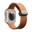 For Apple Watch 2 38mm Carbon Fiber Pattern Magnetic Buckle Silicone Watch Band(Brown) - Watch Bands by PMC TechLife | Online Shopping South Africa | PMC TechLife | Buy Now Pay Later Mobicred