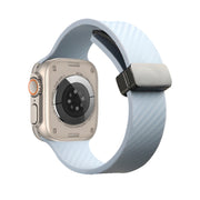 For Apple Watch 2 38mm Carbon Fiber Pattern Magnetic Buckle Silicone Watch Band(Sky Blue)