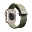 For Apple Watch 42mm Carbon Fiber Pattern Magnetic Buckle Silicone Watch Band(Green) - Watch Bands by PMC TechLife | Online Shopping South Africa | PMC TechLife