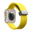 For Apple Watch 38mm Carbon Fiber Pattern Magnetic Buckle Silicone Watch Band(Yellow) - Watch Bands by PMC TechLife | Online Shopping South Africa | PMC TechLife