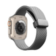 For Apple Watch 38mm Carbon Fiber Pattern Magnetic Buckle Silicone Watch Band(Grey) - Watch Bands by PMC TechLife | Online Shopping South Africa | PMC TechLife