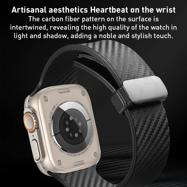 For Apple Watch 2 38mm Carbon Fiber Pattern Magnetic Buckle Silicone Watch Band(Dark Green)