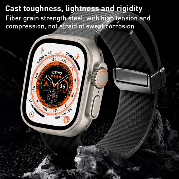 For Apple Watch SE 40mm Carbon Fiber Pattern Magnetic Buckle Silicone Watch Band(Royal Blue)