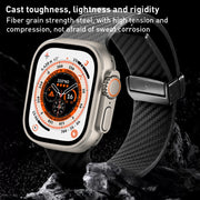 For Apple Watch 8 45mm Carbon Fiber Pattern Magnetic Buckle Silicone Watch Band(Grey)