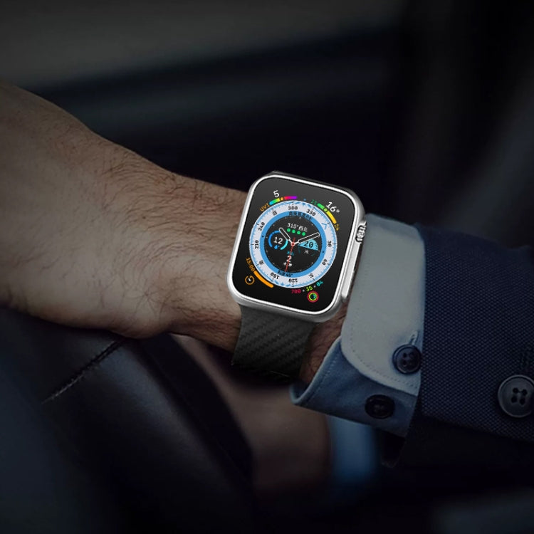 For Apple Watch 5 44mm Carbon Fiber Pattern Magnetic Buckle Silicone Watch Band(Royal Blue)