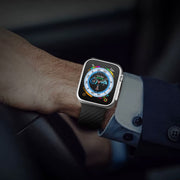 For Apple Watch 5 44mm Carbon Fiber Pattern Magnetic Buckle Silicone Watch Band(Grey)