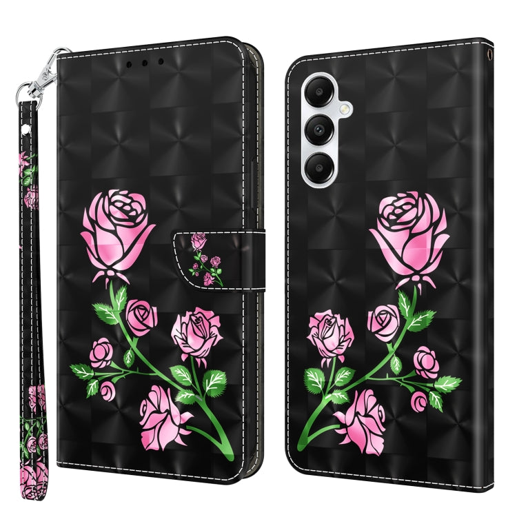 For Samsung Galaxy A05s 3D Painted Leather Phone Case(Rose)