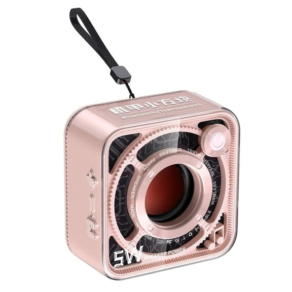 T&G DW12 Portable Mini Wireless Bluetooth Speaker Transparent Subwoofer Support TF Card(Pink)