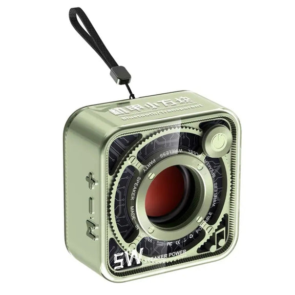 T&G DW12 Portable Mini Wireless Bluetooth Speaker Transparent Subwoofer Support TF Card(Green)