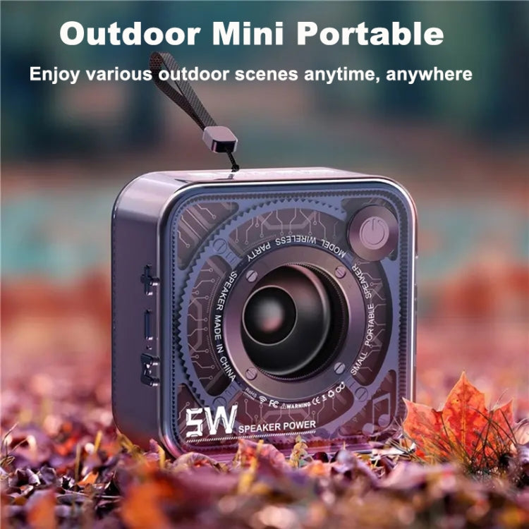 T&G DW12 Portable Mini Wireless Bluetooth Speaker Transparent Subwoofer Support TF Card(Blue)
