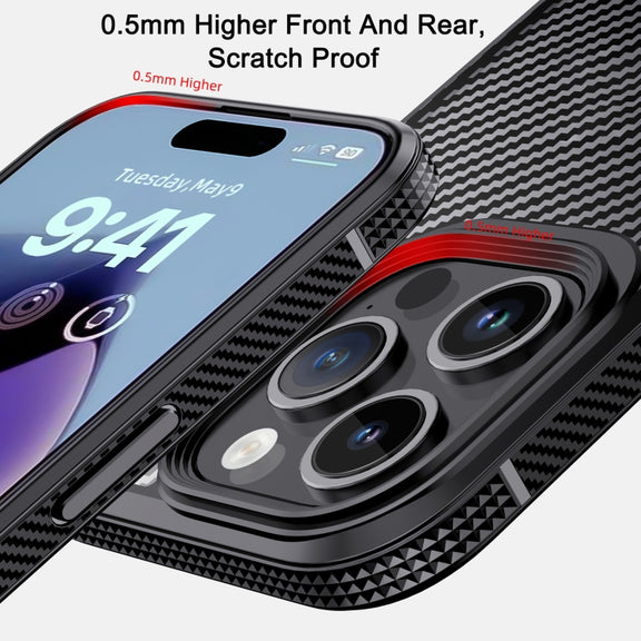 For iPhone 15 Plus iPAKY MG Series Carbon Fiber PC + TPU Protective Phone Case(Black)