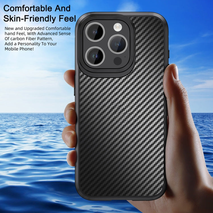 For iPhone 15 Plus iPAKY MG Series Carbon Fiber PC + TPU Protective Phone Case(Black)