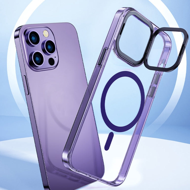 For iPhone 15 MagSafe Magnetic Invisible Holder Transparent Phone Case(Blue)
