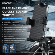 WK WA-S57 Pop Power Series Mechanical Motorcycle Phone Holder(Black)