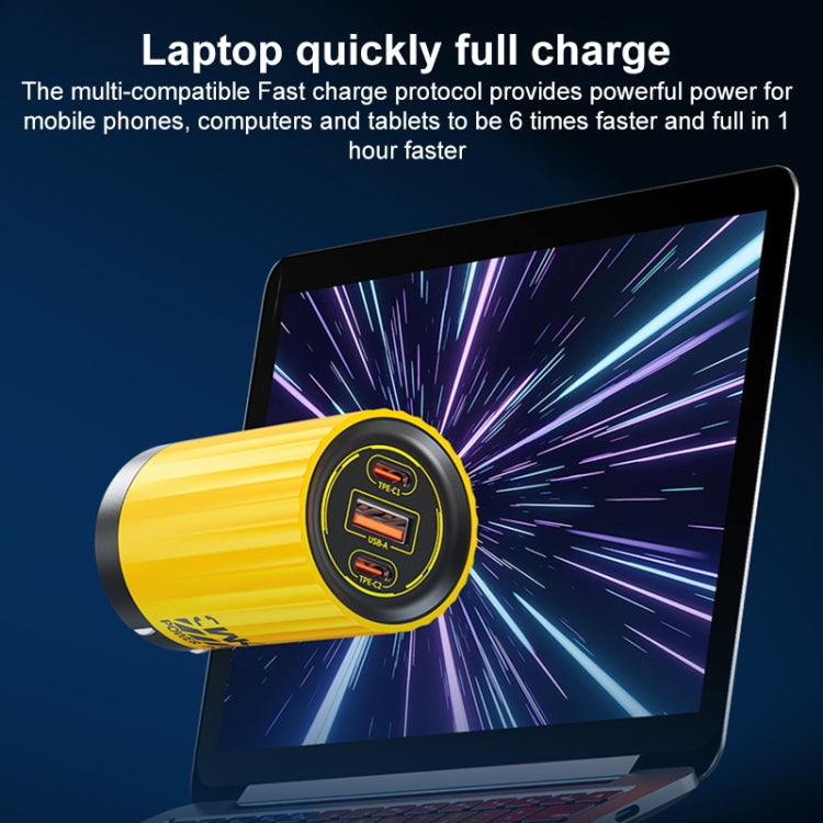 WK WP-U01 Mecha Series Energy Bar 65W Gallium Nitride Dual USB-C / Type-C + USB Charger, CN Plug(Yellow)