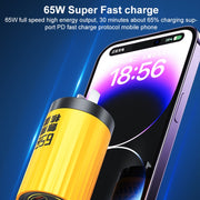 WK WP-U01 Mecha Series Energy Bar 65W Gallium Nitride Dual USB-C / Type-C + USB Charger, CN Plug(Yellow)