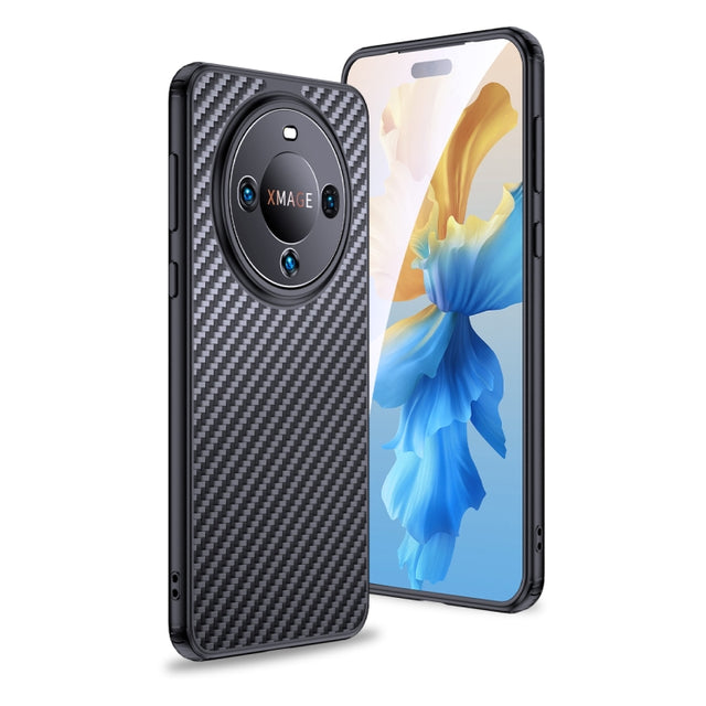 For Huawei Mate 60 wlons Magsafe Carbon Fiber Kevlar TPU Phone Case(Black)