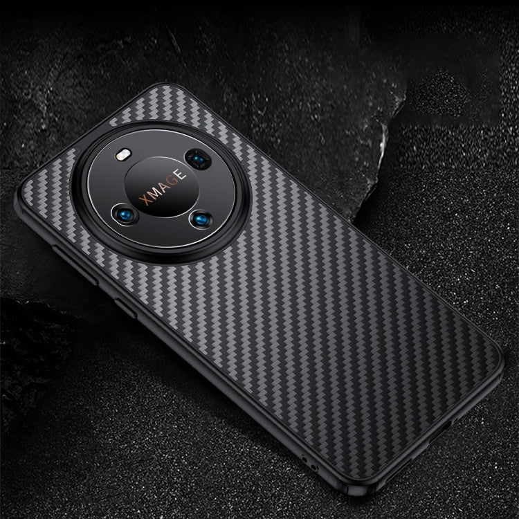 For Huawei Mate 60 Pro wlons Magsafe Carbon Fiber Kevlar TPU Phone Case(Black)