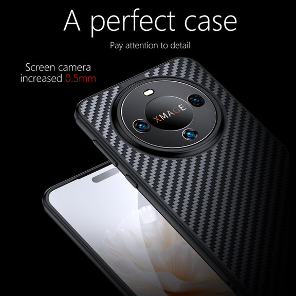 For Huawei Mate 60 Pro wlons Magsafe Carbon Fiber Kevlar TPU Phone Case(Black)