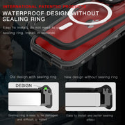 For iPhone 15 Pro Max RedPepper IP68 Water-resistant MagSafe Phone Case(Black)