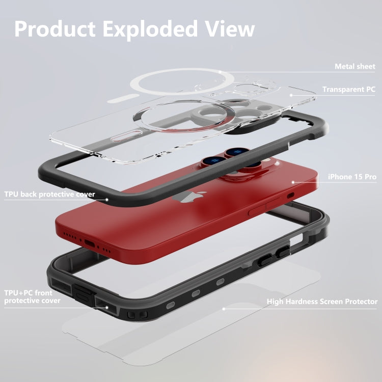 For iPhone 15 Pro Max RedPepper IP68 Water-resistant MagSafe Phone Case(Black)
