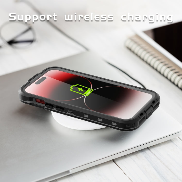 For iPhone 15 Pro RedPepper IP68 Water-resistant MagSafe Phone Case(Black)