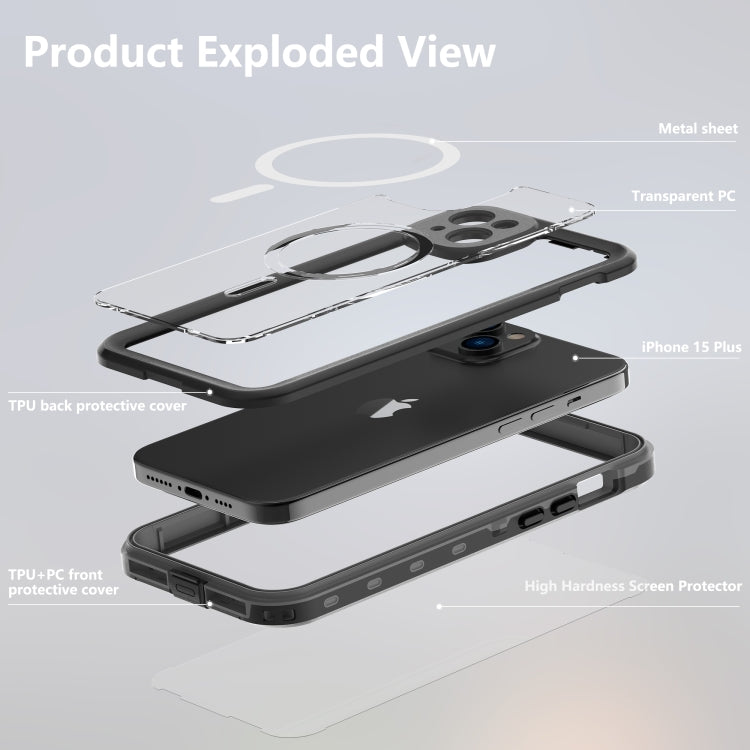 For iPhone 15 RedPepper IP68 Water-resistant MagSafe Phone Case(Black)