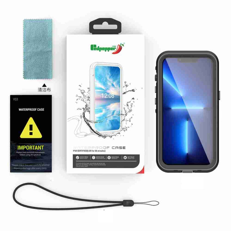 For iPhone 15 Pro Max RedPepper IP68 Water-resistant MagSafe Phone Case(Black)