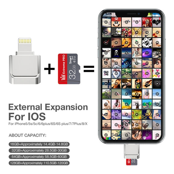 MicroDrive 8pin To TF Card Adapter Mini iPhone & iPad TF Card Reader (Silver)