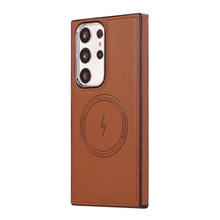 For Samsung Galaxy S23 Ultra 5G Side Leather Magsafe Phone Case(Brown)