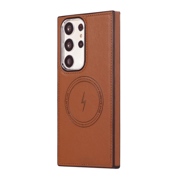 For Samsung Galaxy S23 Ultra 5G Side Leather Magsafe Phone Case(Brown)