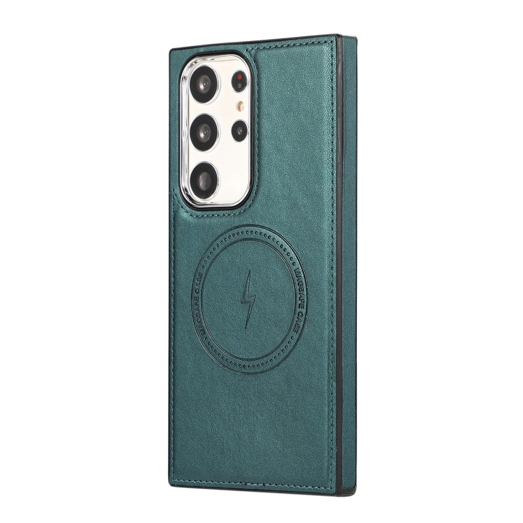 For Samsung Galaxy S22 Ultra 5G Side Leather Magsafe Phone Case(Green)