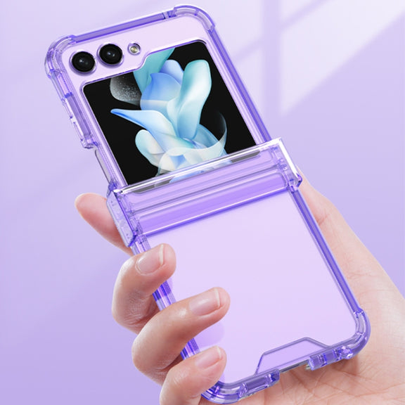 For Samsung Galaxy Z Flip5 GKK Electroplated Airbag Hinge Shockproof Phone Case(Transparent Blue)
