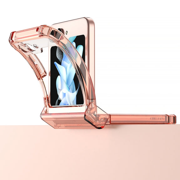 For Samsung Galaxy Z Flip5 GKK Electroplated Airbag Hinge Shockproof Phone Case(Transparent Black)