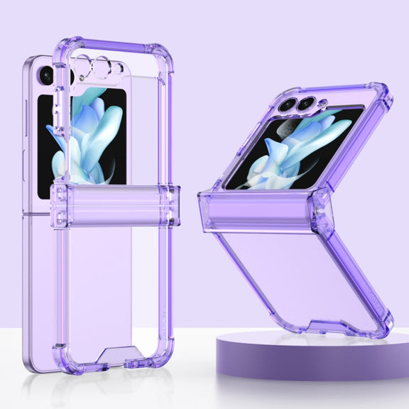 For Samsung Galaxy Z Flip5 GKK Electroplated Airbag Hinge Shockproof Phone Case(Transparent Purple)