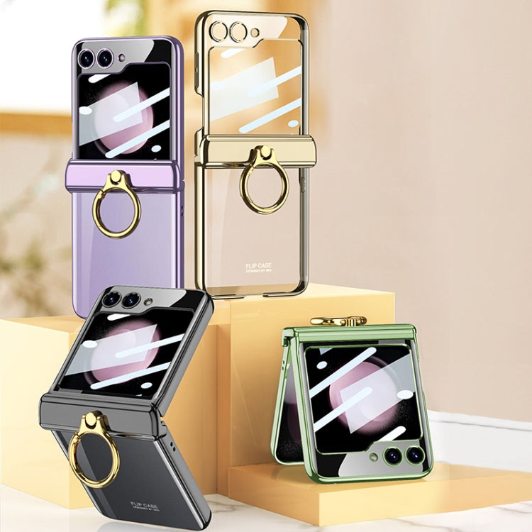For Samsung Galaxy Z Flip5 GKK Magnetic Folding Phantom Rotary Phone Case with Ring Holder(Purple)