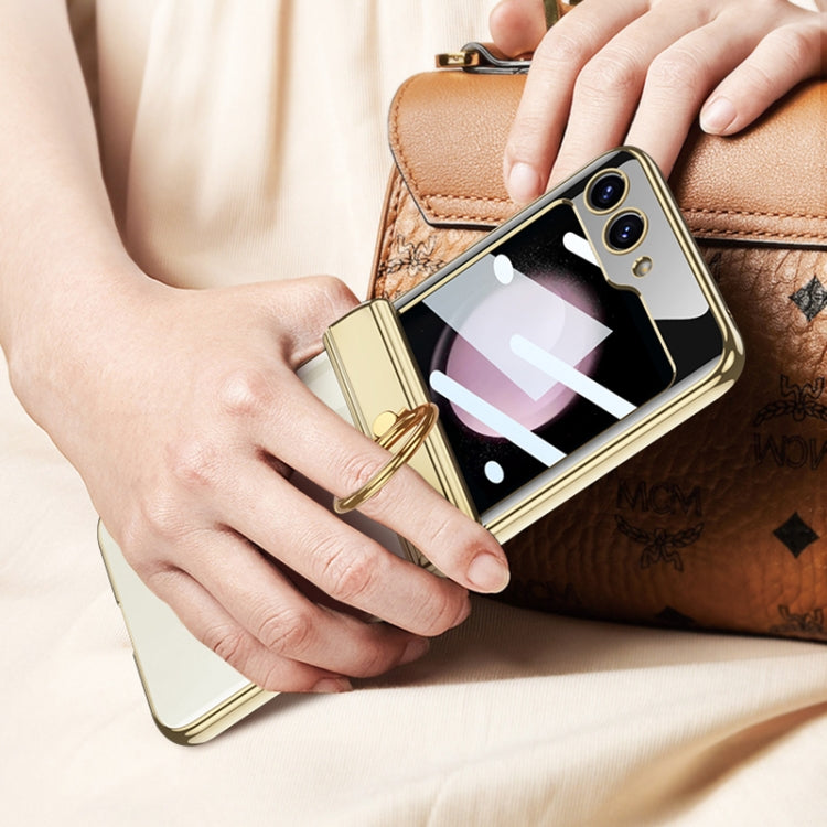 For Samsung Galaxy Z Flip5 GKK Magnetic Folding Phantom Rotary Phone Case with Ring Holder(Purple)