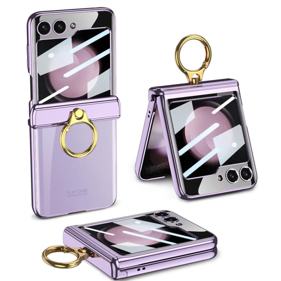 For Samsung Galaxy Z Flip5 GKK Magnetic Folding Phantom Rotary Phone Case with Ring Holder(Purple)
