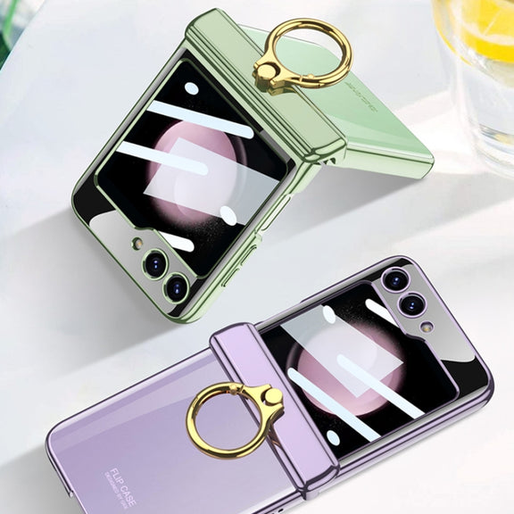 For Samsung Galaxy Z Flip5 GKK Magnetic Folding Phantom Rotary Phone Case with Ring Holder(Green)