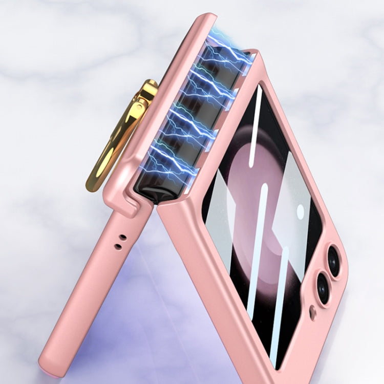 For Samsung Galaxy Z Flip5 GKK Integrated Magnetic Hinge Phone Case with Ring Holder(Black)