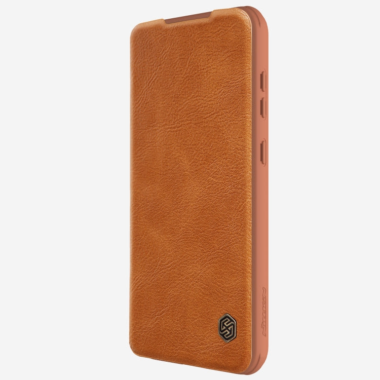 For Samsung Galaxy A55 NILLKIN QIN Series Pro Sliding Camera Cover Design Leather Phone Case(Brown)