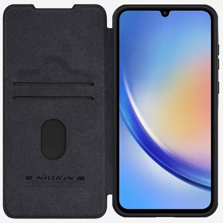 For Samsung Galaxy A55 NILLKIN QIN Series Pro Sliding Camera Cover Design Leather Phone Case(Black)