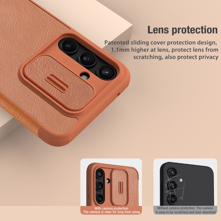 For Samsung Galaxy A55 NILLKIN QIN Series Pro Sliding Camera Cover Design Leather Phone Case(Black)